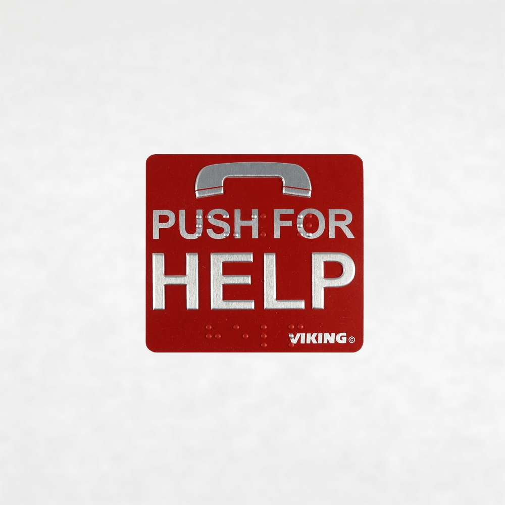<h3>260572</h3> Red “Push for Help” Braille Label